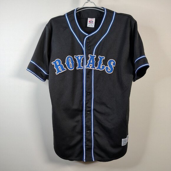 Kansas City Royals True Fan Jersey Large Black Blue Button Down MLB Baseball - Picture 1 of 11